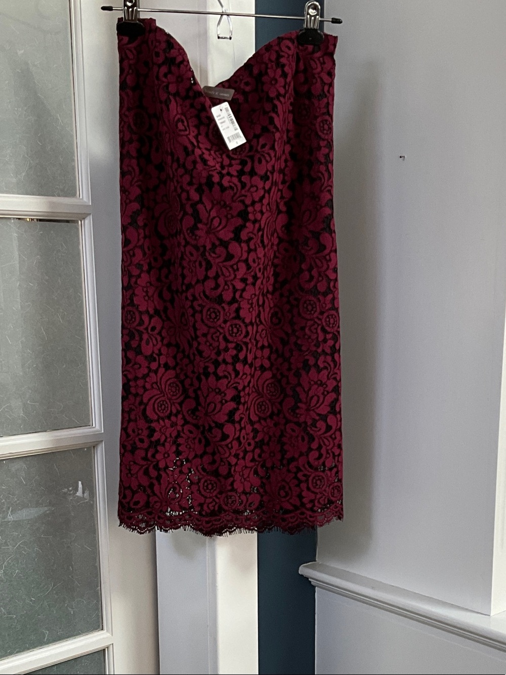 Penningtons Burgundy Lace Pencil Skirt
